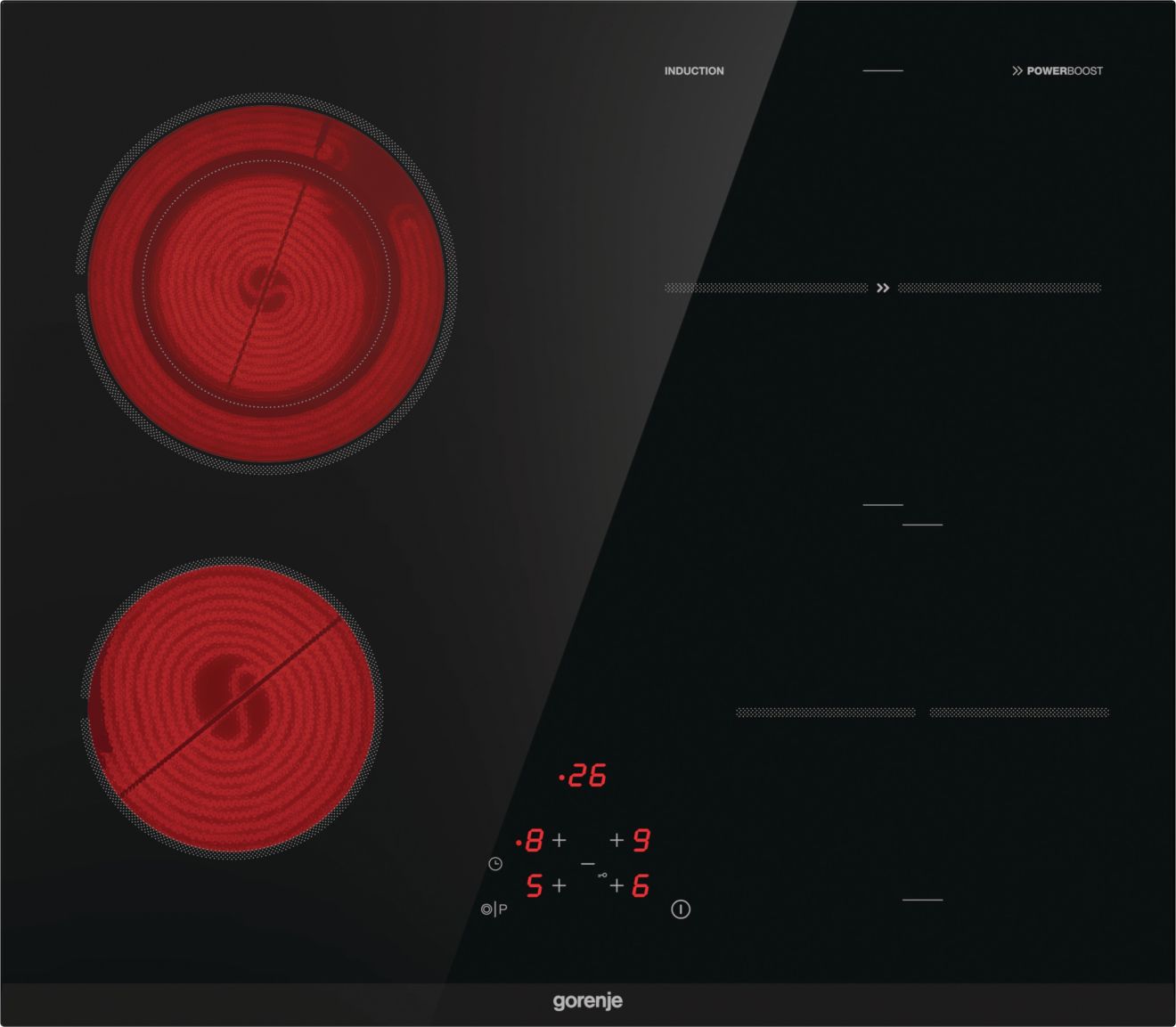 Gorenje Kombinovana indukcijsko – staklokeramička ploča (2+2) ICT641BCSC - Image 3
