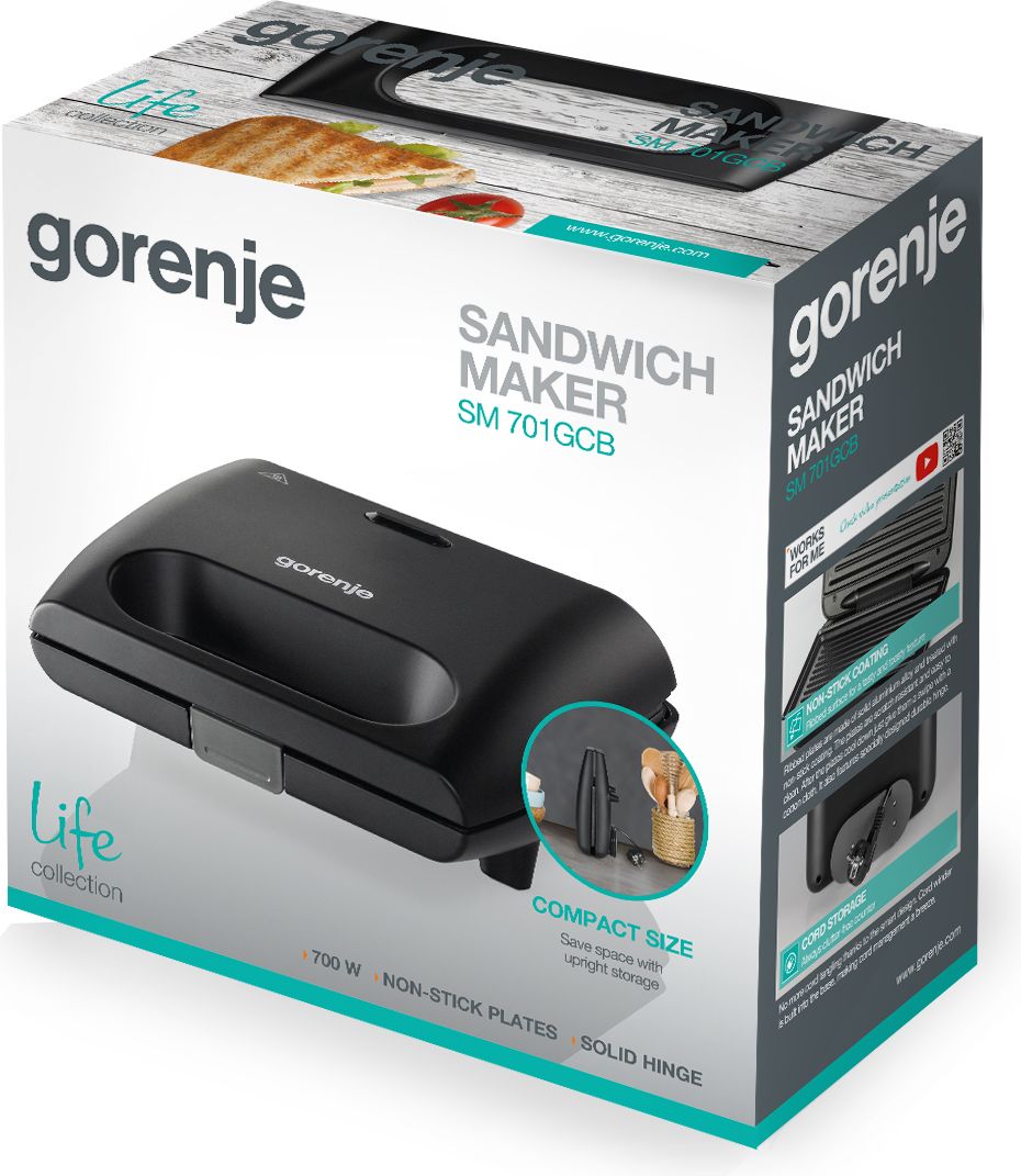 Gorenje Aparat za sendviče SM701GCB - Image 4