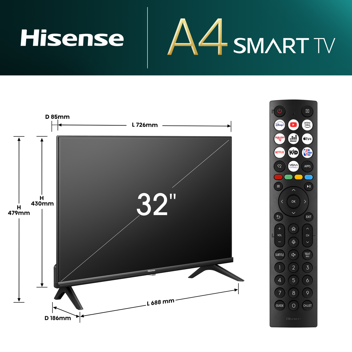 Hisense HD Smart TV 32A4N - Image 3