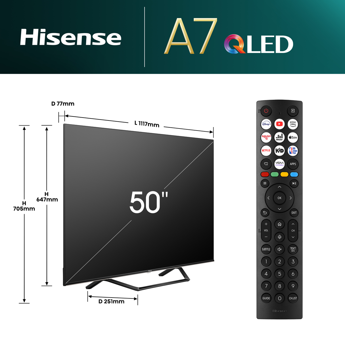 Hisense QLED Smart TV 50A7NQ - Image 3