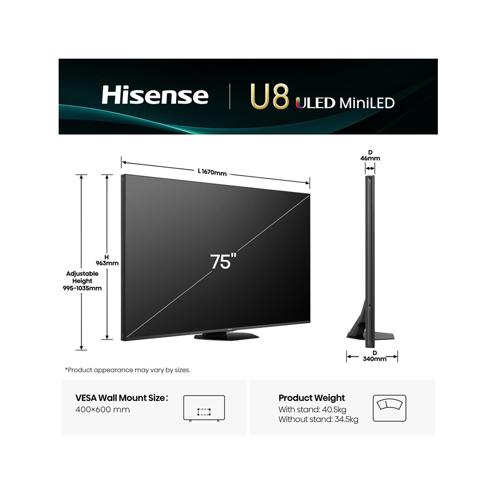 Hisense Televizor 75 '' U8Q | ULED MiniLED Smart TV 4K 165 Hz - Image 2
