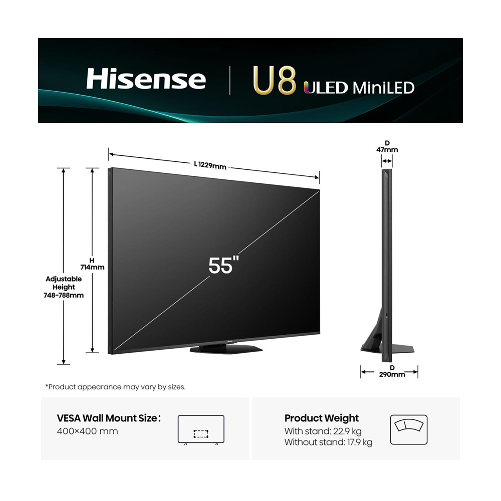 Hisense Televizor 55 '' U8Q | ULED MiniLED Smart TV 4K 165 Hz - Image 2