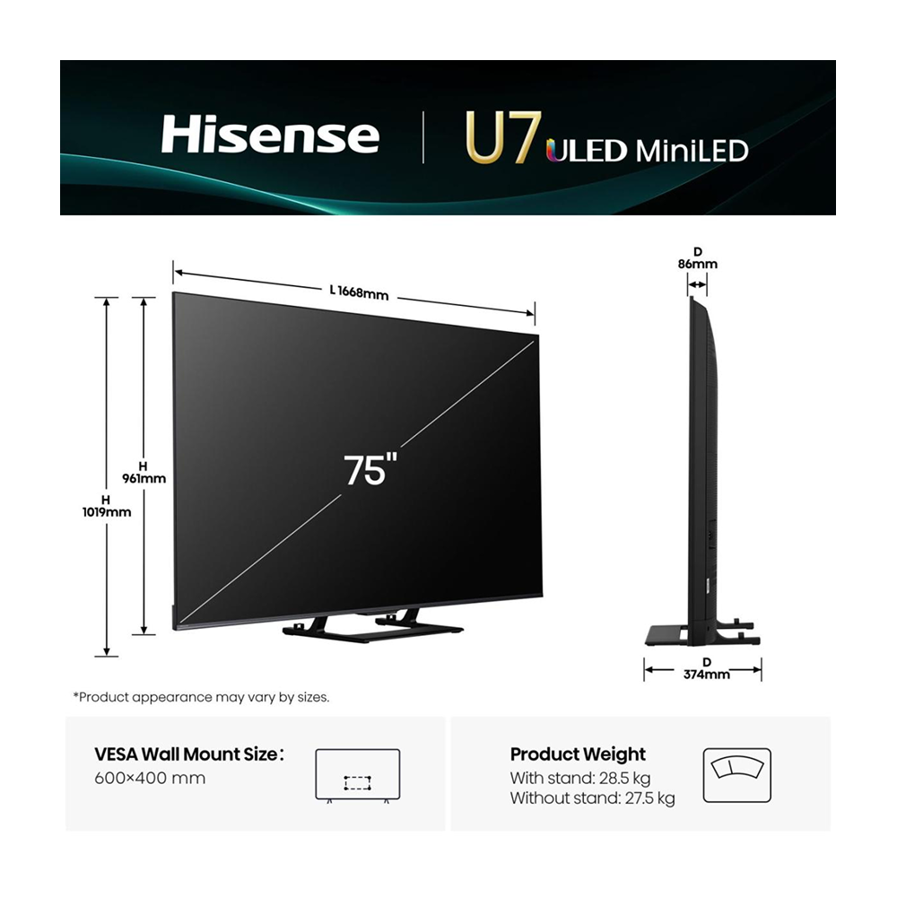 Hisense Televizor 85 '' U7Q PRO | ULED MiniLED Smart TV 4K 165 Hz - Image 2